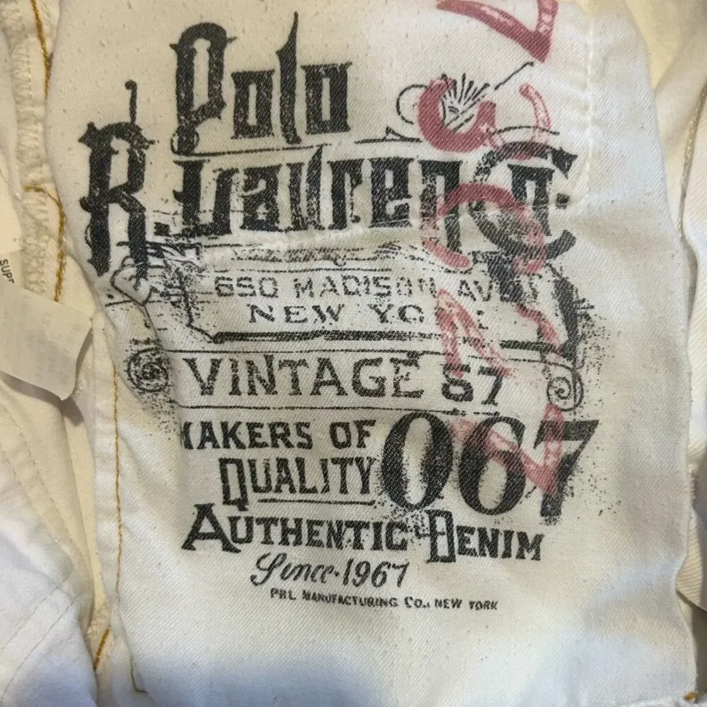 Polo Ralph Lauren Men’s Hudson White Vintage jeans. 36x 34